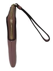 COACH WOMEN'S CORNER ZIP WRISTLET PEBBLED LEATHER LIGHT PINK